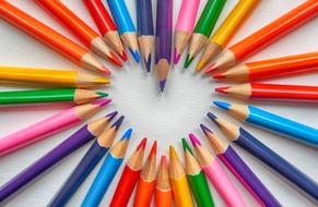 Colored Pencils with tips in Heart shape