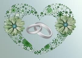 clipart of the rings in a green heart