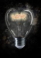 digital image of a heart-shaped electric lamp