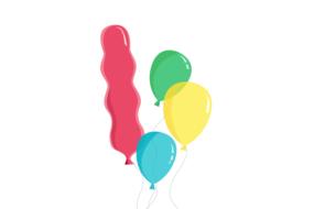 celebration, four colorful balloons, drawing