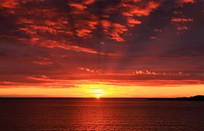 red orange sea Sunset