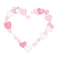 heart shape frame, pink confetti