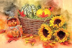 Autumn decoration fall halloween drawing