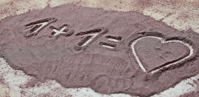 symbolic inscription of lovers in the sand