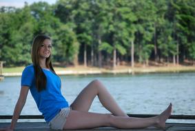 Girl Sitting lake