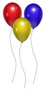 bright flying red, yellow and blue balls