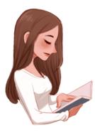 girl book female reading drawing