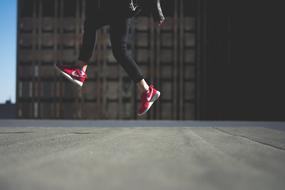 Person in red sneakers Jumping