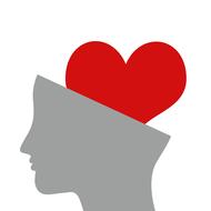 painted red heart in the head
