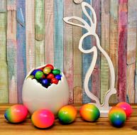 Easter Bunny Colorful wood decoration