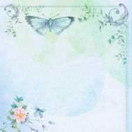 vintage background with butterfly and floral ornament