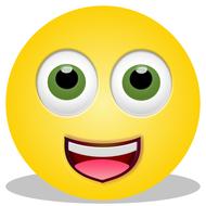 surprised smiley with open mouth at white background