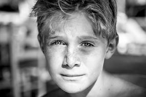 Young boy with Freckles on face