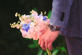Bouquet Flowers man hand