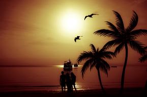 silhouette Beach People
