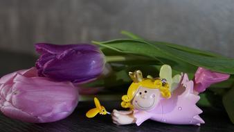 Flower and ceramic angel