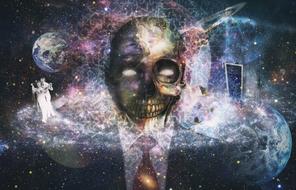 abstract skull planet as a drawing