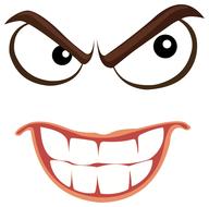 angry face with big teeth, emoticon