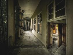 Abandoned house with the light inside