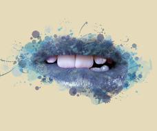 digital image of blue lips