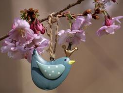 Cherry Blossoms and blue wood bird