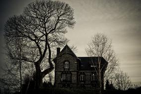 mansion in dramatic evening