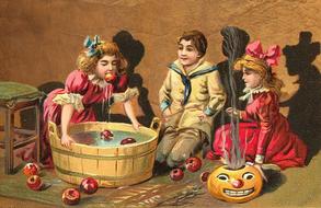 vintage picture of children in Halloween