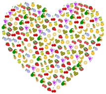 painted heart made of fruits