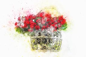 amazingly beautiful roses basket drawing