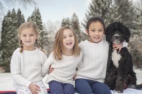 Sisters and Dog Snow