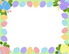 decorative border for easter, colorful eggs and flowers