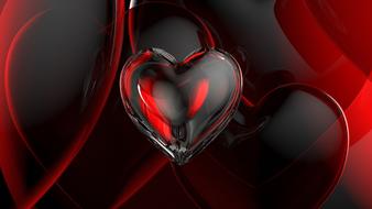 3d composition with red and black heart