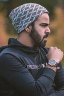 portrait of a beard man with strong character