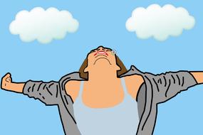 clipart of the free woman and clouds on a sky