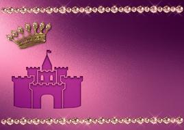 painted castle and crown on a greeting card