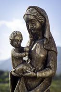 metal statue of the Virgin Mary and baby