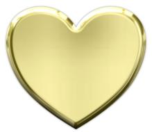 painted golden heart on a white background
