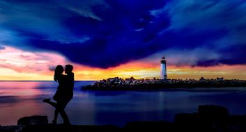 Sunset Lighthouse Couple dance