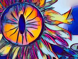 painted rainbow sunflower with eye