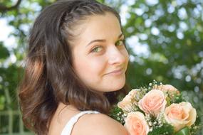 Face Bride Happy flowers