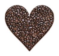 coffee beans in the shape of a heart on a white background
