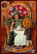 halloween vintage witch drawing