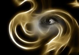 female eye and golden smoke