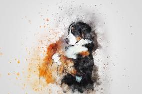 art abstract watercolor dog drawing