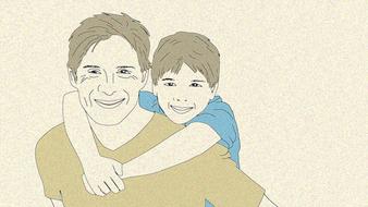 father son child drawing