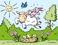 spring lamb happy drawing