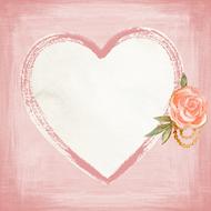 heart shape frame with pink rose on side