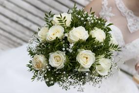 white bridal bouquet with roses