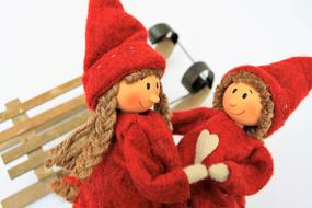 Winter red two dolls