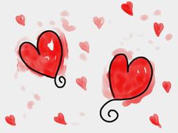 hearts red love shapes drawing